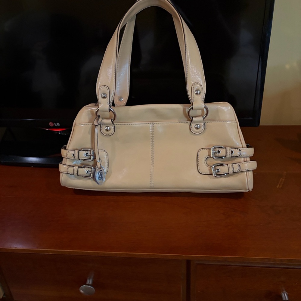 Franco Sarto Cream Double-Handle Shoulder Bag with Buckle Straps
